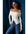 Madonna Yaka Düğmeli Bluz Beyaz t4329