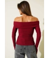 Madonna Yaka Düğmeli Bluz bordo t4329