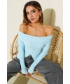 Madonna Yaka Düğmeli Bluz Mavi t4329