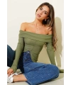 Madonna Yaka Düğmeli Bluz yeşil t4329