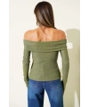 Madonna Yaka Düğmeli Bluz yeşil t4329