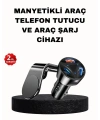 Manyetik Araç Telefon Tutucu ve Hızlı Şarj Adaptörü 2’li Set