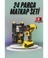 Matkap Seti 24 Parça Çift Bataryalı Darbeli Led Işıklı Vidalama