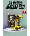 Matkap Seti 24 Parça Çift Bataryalı Darbeli Led Işıklı Vidalama