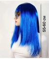 Mavi Renk Uzun Parti Peruğu