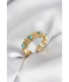 Mavi Taşlı Gold Renk Vintage Kadın Yüzük