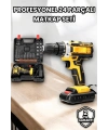 Metal Dişli 24W Akülü Matkap -Çift Bataryalı ve LED Çalışma Işığı ile Tam Set