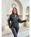 Mevsimlik deri ceket siyah st255510