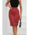 Midi boy deri kalem etek bordo h26780