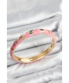 Mineli Pirinç Pembe Çiçek Motifli Gold Kadın Kelepçe