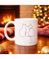 Minimal Çizim İki Kedi Desenli Porselen Kupa MODEL 77 – Sevgi Temalı Şık Tasarım, Kahve & Çay Kupası