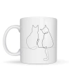 Minimal Çizim İki Kedi Desenli Porselen Kupa MODEL 77 – Sevgi Temalı Şık Tasarım, Kahve & Çay Kupası