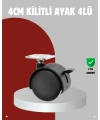 Mobilya İçin Kilitli 4 cm Tekerlek Ayak Seti