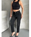 Mom fit enzim bıyıklı taş yıkama jeans pantolon siyah d2006