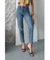 Mom fit kar yıkama bıyık detaylı jeans pantolon d2006