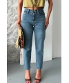 Mom fit kar yıkama bıyık detaylı jeans pantolon d2006