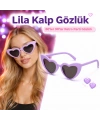 Mor Lila Retro Kalp Gözlük – 80’ler 90’lar Stil Parti Gözlüğü