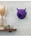 Mor Renk 3D Kurt Başı Duvar Dekoru Asılabilir Maskot Heykel 25x19 cm