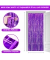 Mor Renk Ekstra Metalize Parlak Saçaklı Arka Fon Perde İthal A Kalite 1x2 Metre