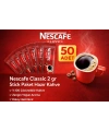 Nescafe Classic 2 gr 50 Adet Stick Paket Hazır Kahve %100 Çözünebilir Zengin Yoğun Aroma