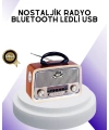 Nostalji Bluetooth Radyo FM AM SW Ahşap Eskitme Tasarım
