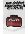 Nostalji Radyo Bluetooth Hoparlör USB-SD Kart Giriş Led Fener Işıklı Bataryalı Pilli