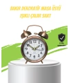 Nostaljik Bronz Metal Alarmlı Masa Saati Büyük Boy Dekoratif ve Şık Tasarım
