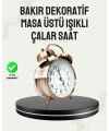 Nostaljik Büyük Boy Metal Masa Saati Bronz Kaplama ve Yüksek Sesli Alarm