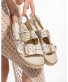 Olira Bej Simli Kemerli Sandalet