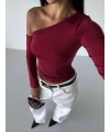 Omuz detaylı kollu bluz bordo f2336