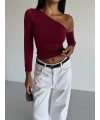 Omuz detaylı kollu bluz bordo f2336