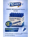 ONAS Whiteboard Marker NS-603 Mavi Tahta Kalemi 3 mm Yuvarlak Uç 12 Adet