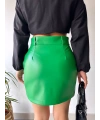 Önden iki cepli deri etek yeşil h240040