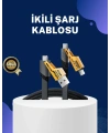 Örgülü Tasarım 4’ü 1 Arada USB-C Lightning Hızlı Şarj Kablosu