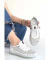 Otja Beyaz Deri Lazerli Bağcıklı Spor Ayakkabı