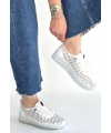 Otja Beyaz Deri Lazerli Bağcıklı Spor Ayakkabı