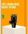 Oto Bardak Tutucu 360° Döner Çift Bölmeli Karbon Fiber Tasarım