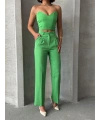 Palazzo pantolonlu alt üst takım yeşil