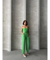 Palazzo pantolonlu alt üst takım yeşil