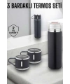 Paslanmaz Çelik 3’lü Termos Seti Vakumlu ve 8 Saat Isı Koruma