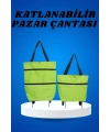 Pazar Arabası ve Alışveriş Çantası Çift Yönlü Kolay Tekerlekli Taşınabilir