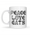 Peace Love Cats – Sevimli Kedi Desenli Porselen Kupa MODEL 60 Kahve & Çay Kupası