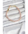 Pembe Kare Zirkon Taşlı Gold Renk Pirinç Su Yolu Kadın Bileklik