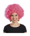 Pembe Renk Kıvırcık Afro Bonus Peruk