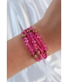 Pembe Renk Zirkon Taşlı İpli Çoklu Bileklik
