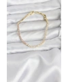 Pembe ve Beyaz Zirkon Taşlı Gold Renk Su Yolu Kadın Bileklik