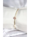 Pembe Zirkon Taşlı Kalp Model Gold Renk Kadın Bileklik