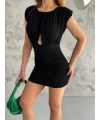 Pencereli mini mikro elbise s3843