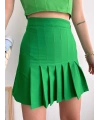 Pileli düğmeli etek açık yeşil s24811