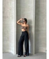 Pileli keten pantolon s255046